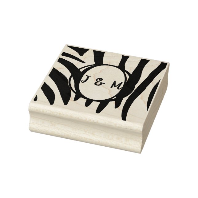 Monogram Initials on Zebra Print Stamps (Stamp)