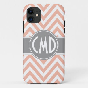 MONOGRAM INITIALS ORANGE CHEVRON Case-Mate iPhone CASE
