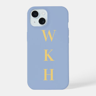 Monogram Initials Pastel Blue iPhone 15 Case