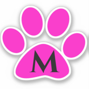 Monogram Initials Paw Prints Pink Black Cute Girly