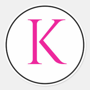 Monogram Initials Pink Black White Simple Minimal Classic Round Sticker