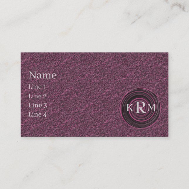 Monogram Initials Plum Swirls Design  Business Card (Front)