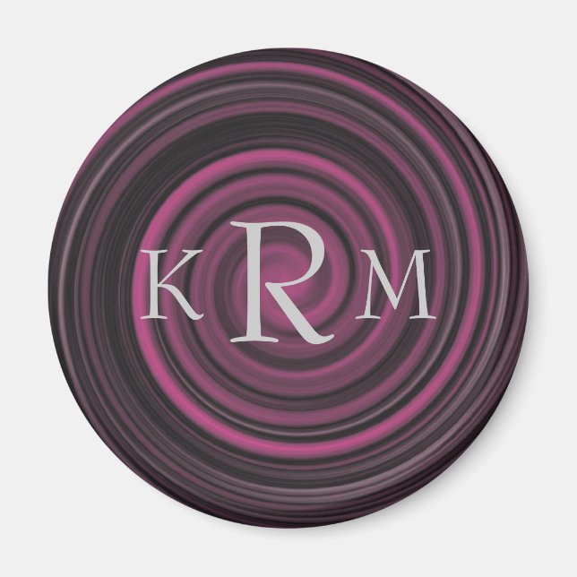Monogram Initials Plum Swirls Personalised Magnet (Front)
