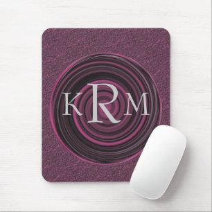 Monogram Initials Plum Swirls Personalised Mouse Pad
