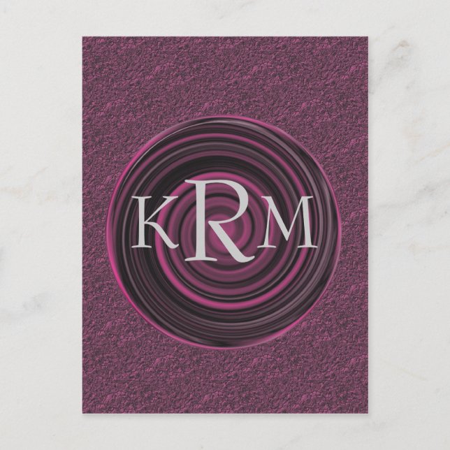 Monogram Initials Plum Swirls Personalised Postcard (Front)