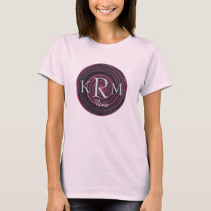 Monogram Initials Plum Swirls Personalised T-Shirt