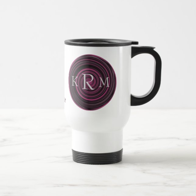 Monogram Initials Plum Swirls Personalised Travel Mug (Right)