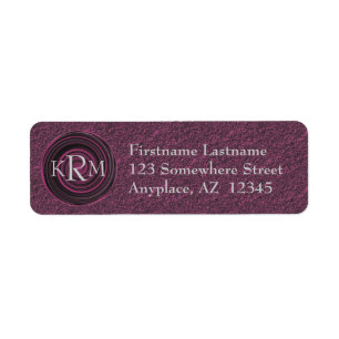 Monogram Initials Plum Swirls Return Address
