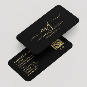 Monogram Initials Professional Minimal Black  Business Card