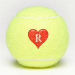 Monogram Initials Red Heart Cute Valentine's Day Tennis Balls<br><div class="desc">Designed with text template for monogrammed initials with red heart design,  you can personalise this to make it a unique gift!</div>