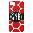 MONOGRAM INITIALS RED POLKA DOTS iPhone 5 Case
