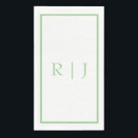 Monogram Initials Sage Green White Simple Wedding Napkin<br><div class="desc">Designed with text template for monogrammed initials which you can customise!</div>