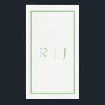Monogram Initials Sage Green White Simple Wedding Napkin<br><div class="desc">Designed with text template for monogrammed initials which you can customise!</div>