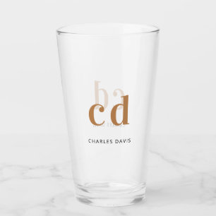 Monogram initials script black gold glass