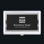 Monogram Initials Silver Framed Professional Dark Business Card Holder<br><div class="desc">Monogram Initials Silver Framed Professional Business Card Holder.</div>