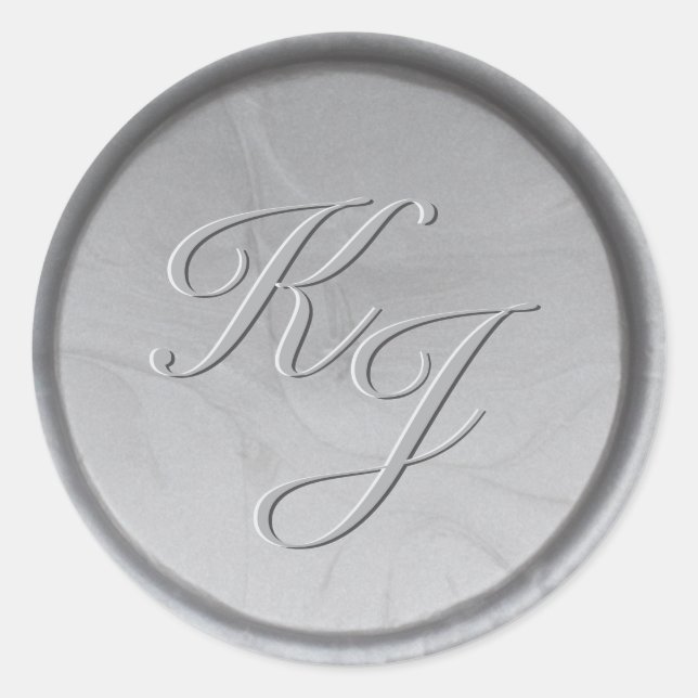 Monogram Initials Silver Wax Seal Sticker (Front)