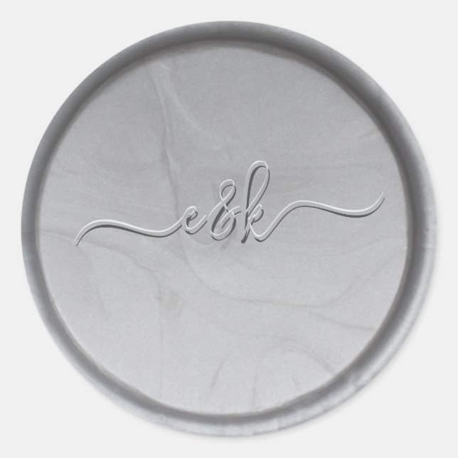 Monogram Initials Silver Wax Seal Sticker (Front)