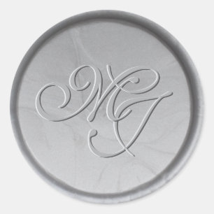 Monogram Initials Silver Wax Seal Sticker