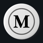 Monogram initials simple black and white 10 cm round badge<br><div class="desc">Personalized with your initial monogrammed in this modern and simple design, it will bring gorgeous style to your gifting. You can also personalize it by adding own monogram or photograph for all special occasions in your life for you and your loved ones (birthday, party, valentines day, Christmas... ) Check out...</div>