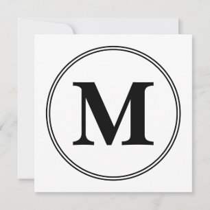 Monogram initials simple black and white invitation