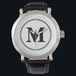 Monogram initials simple black and white watch<br><div class="desc">Personalized with your initial monogrammed in this modern and simple design, it will bring gorgeous style to your gifting. You can also personalize it by adding own monogram or photograph for all special occasions in your life for you and your loved ones (birthday, party, valentines day, Christmas... ) Check out...</div>