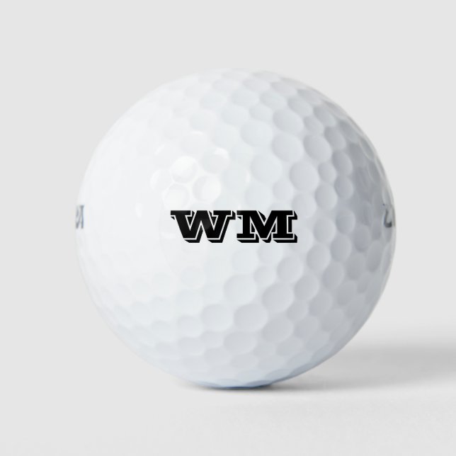 Monogram Initials Simple Bold Sports Font Text Golf Balls (Front)