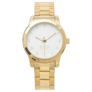 Monogram Initials Unisex Luxe Gold Bracelet Watch