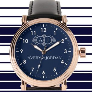 Monogram initials wedding  frame minimal design  watch