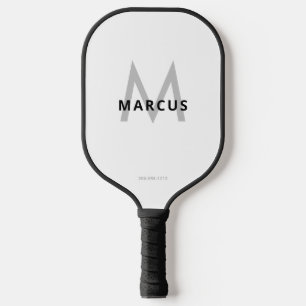 Monogram Initials White Bold Name Pickleball Paddle