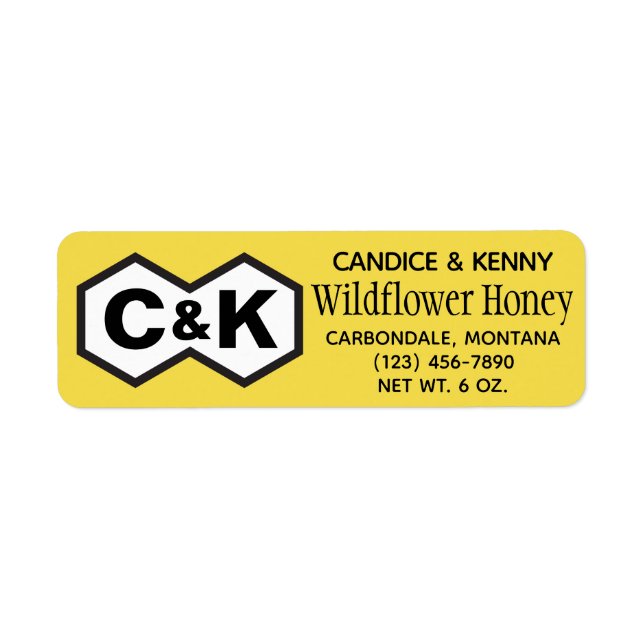 Monogram Initials Wildflower Honey Jar Labels (Front)