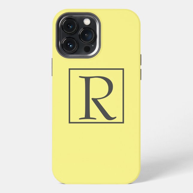 Monogram Initials Yellow Grey Grey Custom Classy iPhone Case (Back)