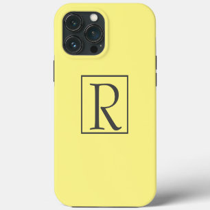 Monogram Initials Yellow Grey Grey Custom Classy iPhone 13 Pro Max Case