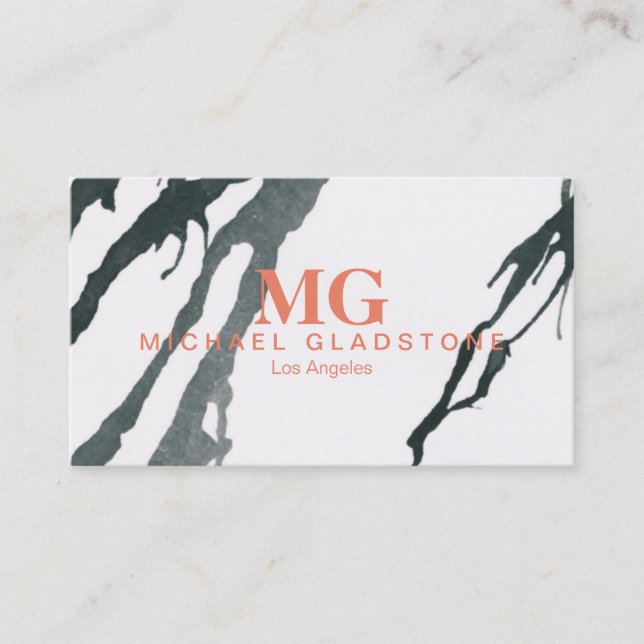 Monogram Ink Variation (orange) Business Card (Front)