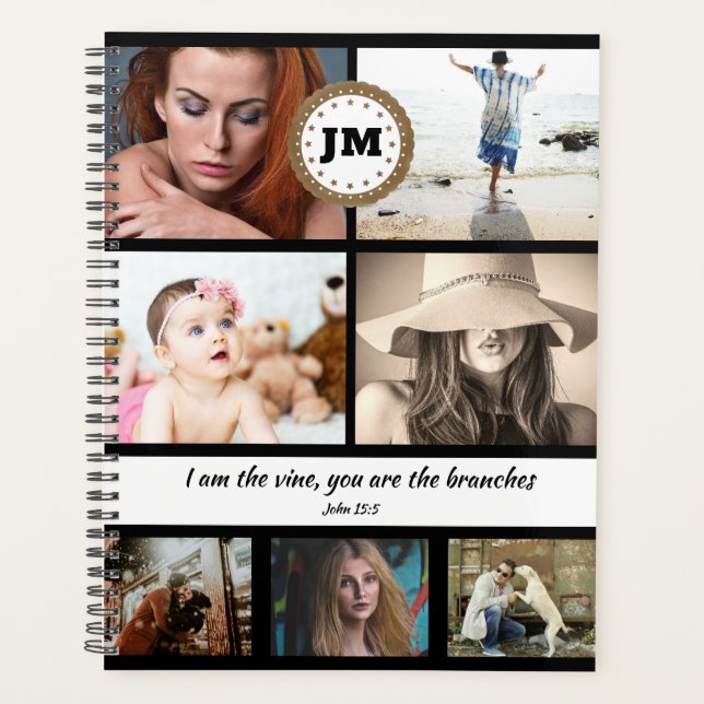 Monogram Inspirational Catholic John 15:5 DIY Planner (Front)
