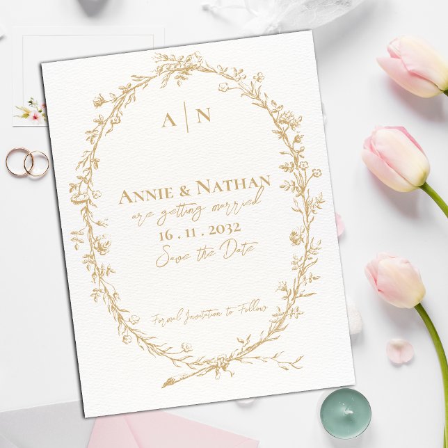 Monogram Intricate Ornate Design Frame Wedding Announcement Postcard (Monogram Intricate Ornate Design Frame Wedding Announcement Postcard)
