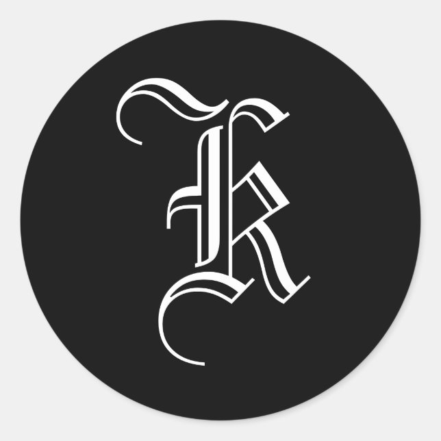 Monogram Invitation Seal "K"  Old English Style (Front)