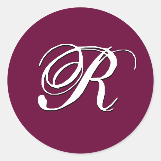 Monogram Invitation Seal "R"  Customisable Wine (Front)