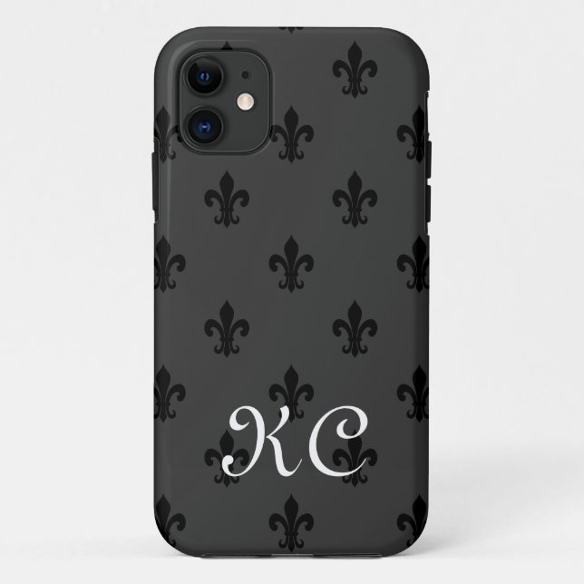 Monogram iPhone 11 case with fleur de lis pattern (Back)