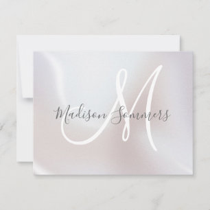 Monogram Iridescent Pearl Shimmer Note Card