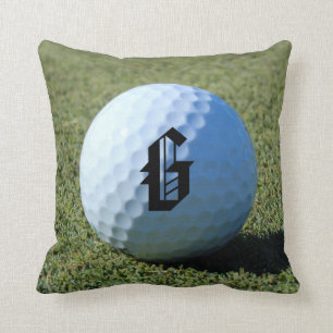 (Monogram - It) Golf Ball on Green close-up photo Cushion