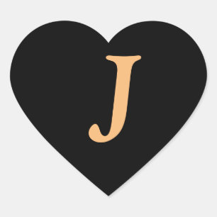 Monogram J gold colour on Midnight black, Heart St Sticker