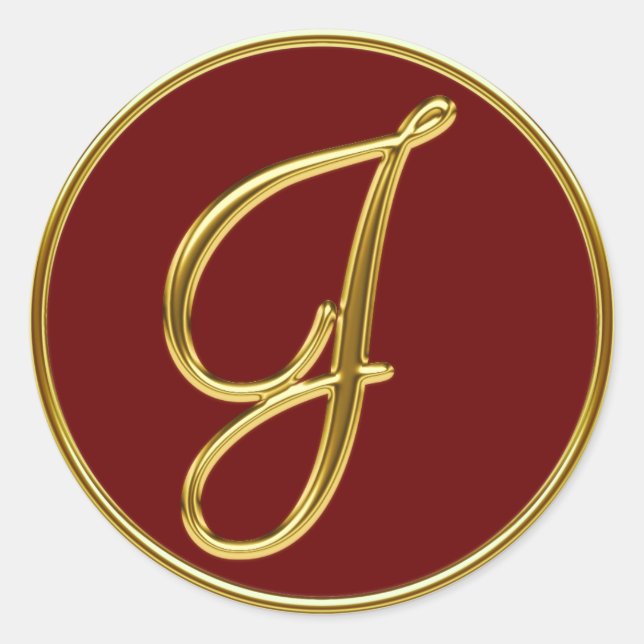 Monogram J in 3D gold Classic Round Sticker (Front)