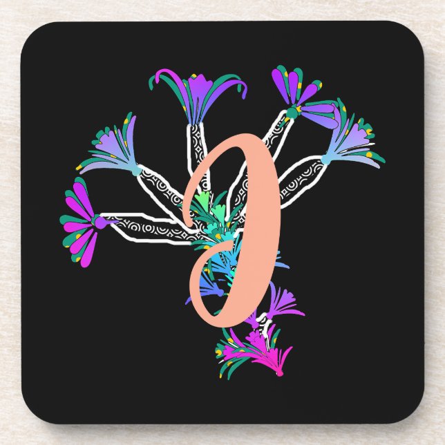 Monogram J Initial  Beverage Coaster (Front)