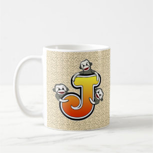 Monogram J Sock Monkey  Mug