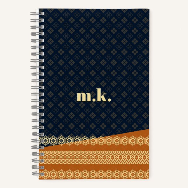 Monogram Japanese Tortoise Diamond Pattern Notebook (Front)