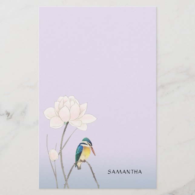 Monogram Japanese Vintage Kingfisher Stationery (Front)