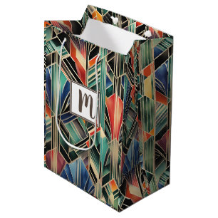  Monogram Jazzy Geometric  Elegant Classic Boho  Medium Gift Bag