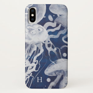 Monogram   Jellyfish on Navy Background Case-Mate iPhone Case
