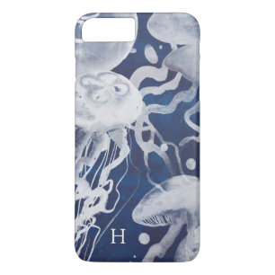 Monogram   Jellyfish on Navy Background Case-Mate iPhone Case