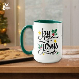 Monogram JOY IN JESUS Christian Christmas  Mug